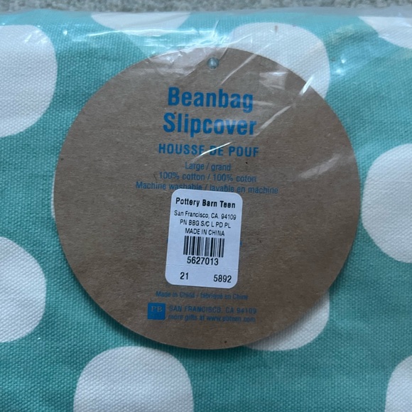 NWT PB Teen Beanbag Chair Slipcover in Pool Blue Polka Dot - Picture 4 of 4
